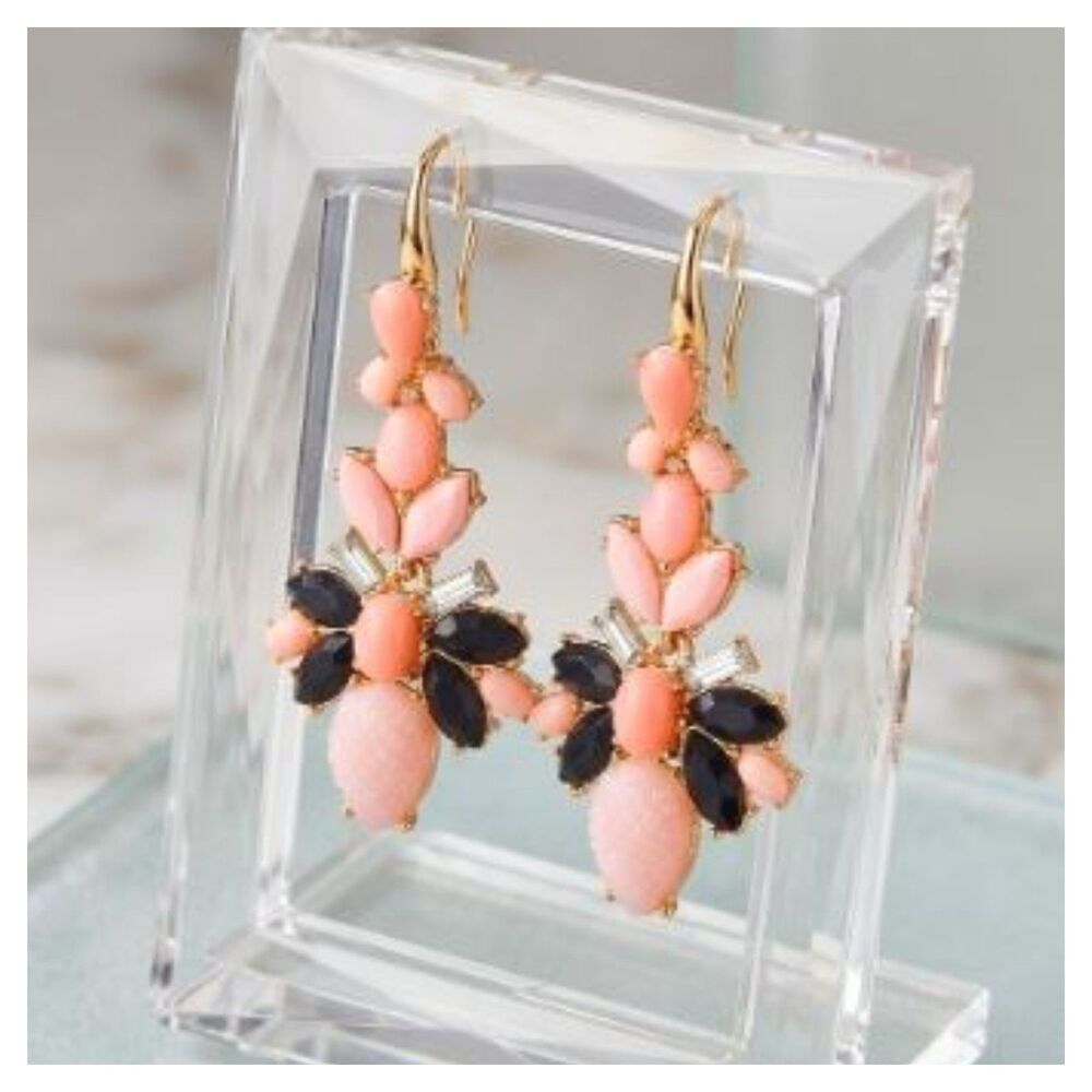 Lee By Lee Angel Women's Mutli Color Cabochon Chandelier Earrings NWT 49 Pink
